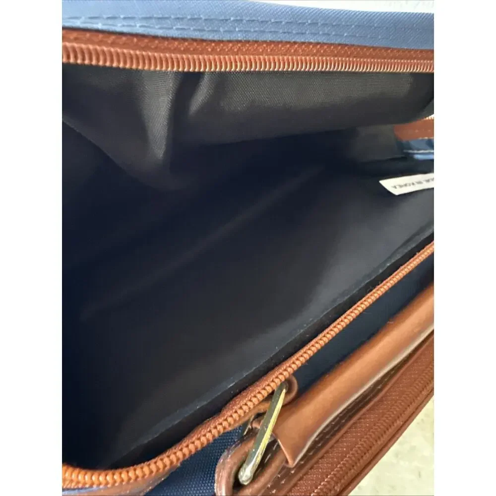 Vtg Albinar Camera Bag 4 Zip Pockets Shoulder Strap Blue/Brown